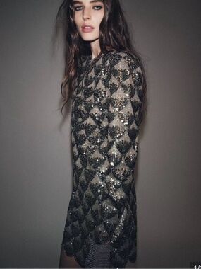 NWT ZW COLLECTION SEQUIN MINI DRESS SILVER